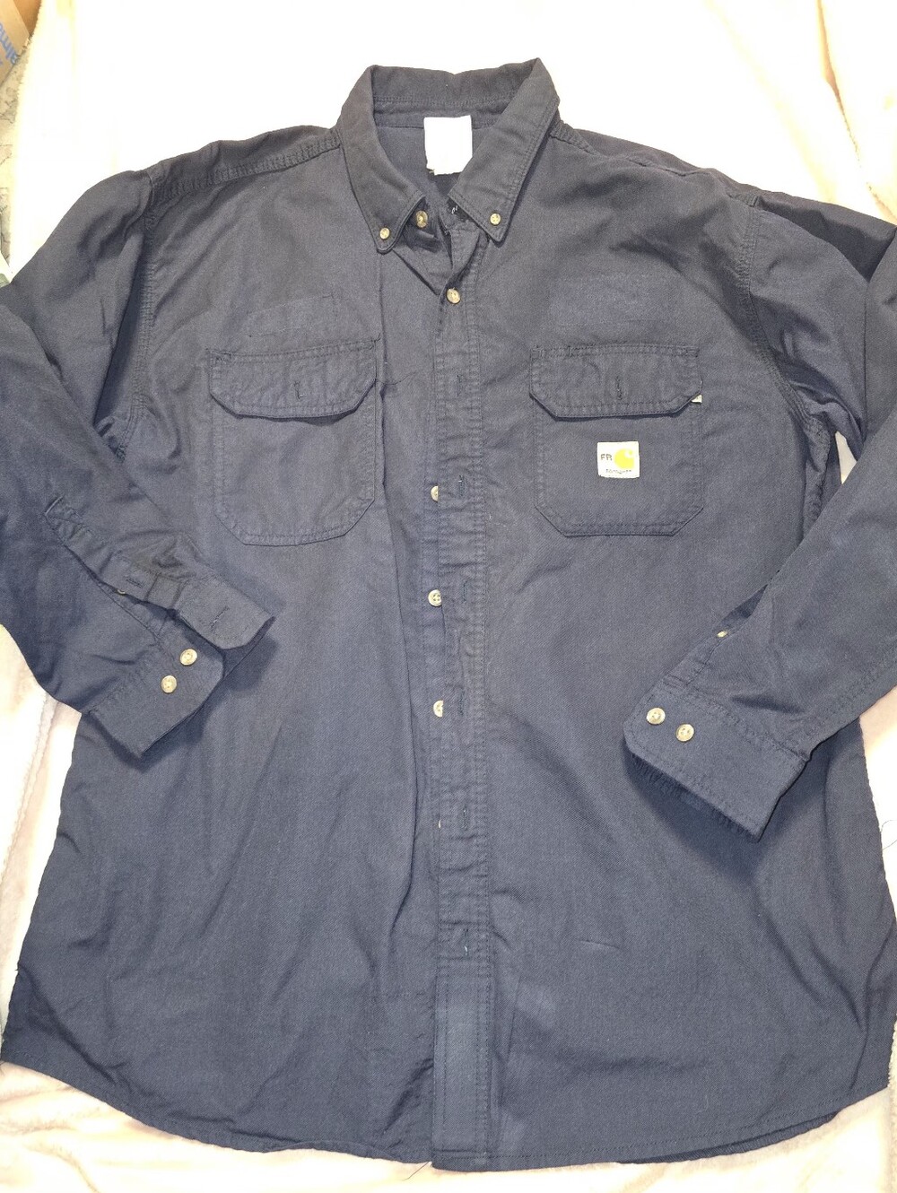 Carhartt Men's Dark Navy Button-Down FR Work Shirt